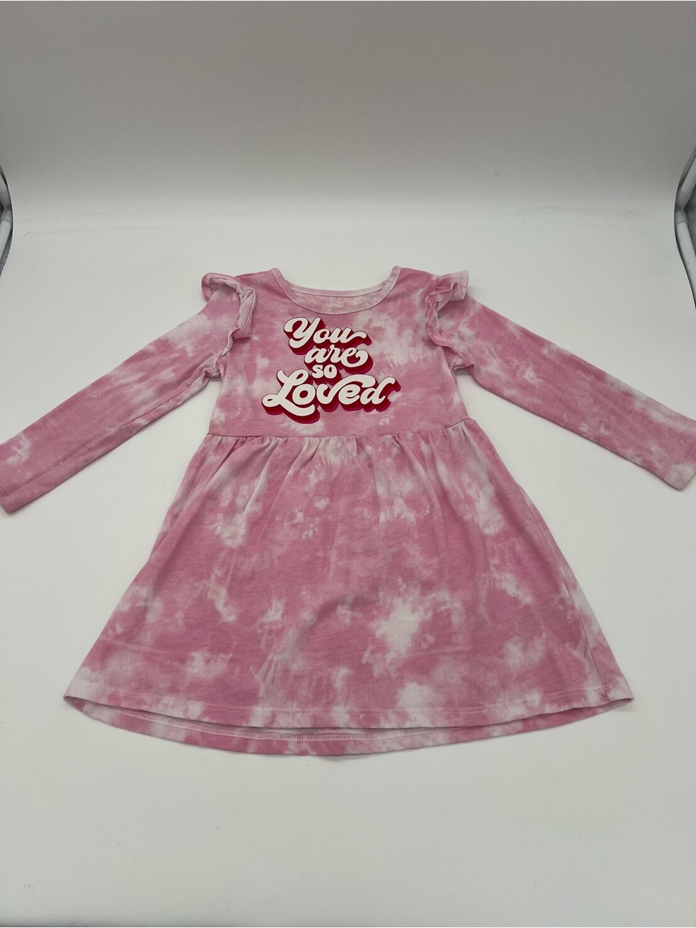 Wonder Nation Girls Pink Tie Dye Long Sleeve Cotton Dress 3T You Are So Loved